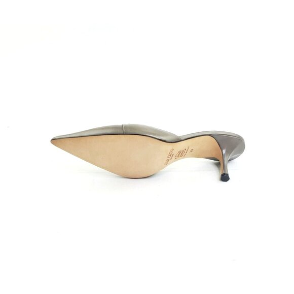 Jimmy Choo Pointed Toe Kitten Heel Taupe Gray Leather Womens EUR 38/US 8 - Picture 4 of 8